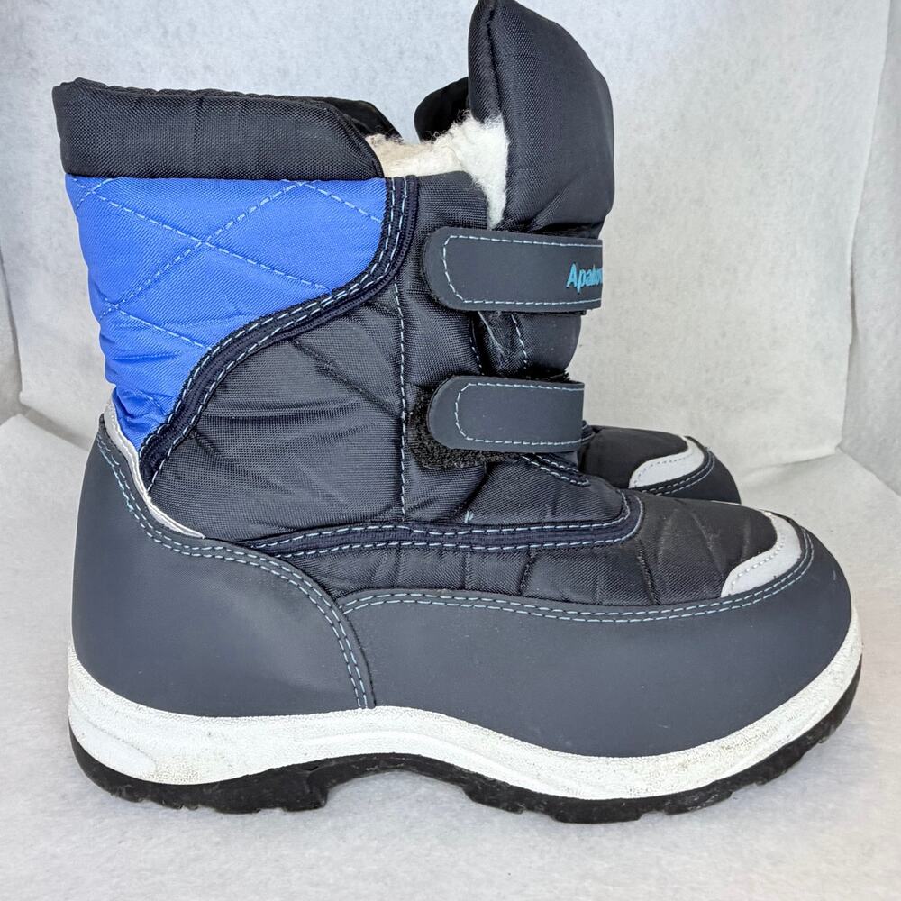 Apakowa Kids EU 35 US 3 Waterproof Insulated Snow Boots Navy Blue